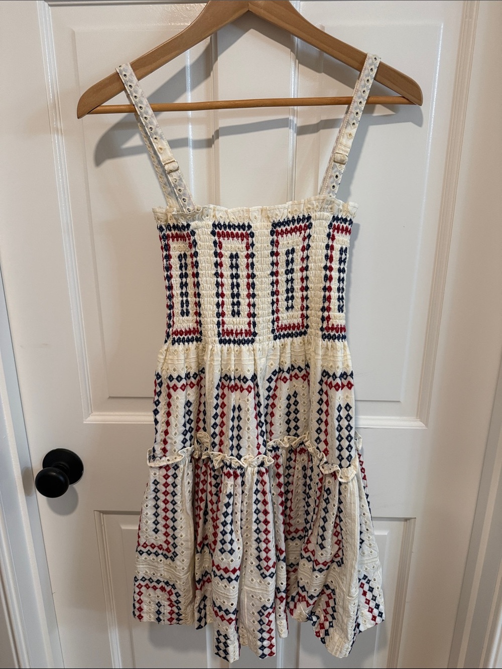 Hill House Seraphina mini nap dress in ‘geo eyelet’ - Picture 3 of 4